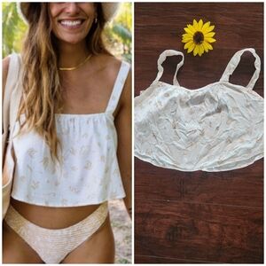 Billabong Sea Through Me Lotta Sun Off White crop top linen blend